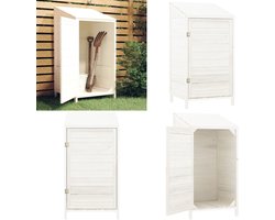 vidaXL Tuinschuur 55x52x112 cm massief vurenhout wit - Tuinschuur - Tuinschuren - Schuur - Tuinberging