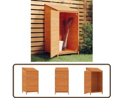 vidaXL Tuinschuur - Massief vurenhout - Bruin - 55x52x112 cm Houten Tuinschuur - Tuinhuisje - Berging - Hout - Bruine Tuinschuur