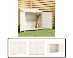 vidaXL Tuinschuur - Massief Vurenhout - Wit Tuinhuisje - Schuurtje - Berging - Hout - Vurenhout