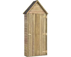 vidaXL - Tuinschuur - met - deur - 69,5x32x178 - cm - geïmpregneerd - grenenhout