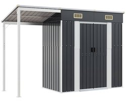 vidaXL - Tuinschuur - met - verlengd - dak - 277x107x181 - cm - staal - antraciet