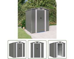 vidaXL Tuinschuur - Tuinopslag - Tuinschuur 192x191x223 cm gegalvaniseerd staal lichtgrijs - Metalen Schuur - Galvaniseerde Schuur - Grijze Schuur