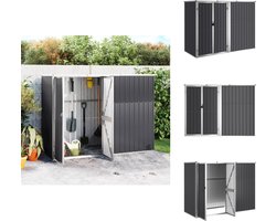 vidaXL Tuinschuur - Tuinschuren - Gereedschapsschuur - Berging - Tuinschuur 225x89x161 cm gegalvaniseerd staal antracietkleurig