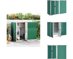 vidaXL Tuinschuur - Tuinschuren - Gereedschapsschuur - Berging - Tuinschuur 225x89x161 cm gegalvaniseerd staal groen