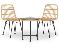 vidaXL Tuinset - 3-delig - Poly Rattan - Tafel en Stoelen Tuinmeubel Set - Bistroset - Eetkamerset - Outdoor Furniture - Patio Set