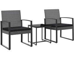 vidaXL Tuinset 3-delig - Rattan-look - Donkergrijs Eetkamerset - Tuinset - Buitendecoratie - Lounge Set - Patio Furniture