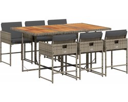 vidaXL Tuinset 7-delig - Poly Rattan - Grijs