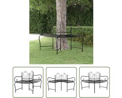 vidaXL Tuinset - Boombank - Boombank 150 cm staal zwart - Buitentijdbanken - Staalbanks - Zwarte Banks
