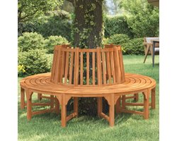 vidaXL Tuinset - Boombank - Boombank rond Ø208 cm massief eucalyptushout - Buitendecoratie - Houtsoort - Eucalyptus