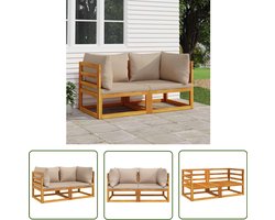 vidaXL Tuinset - Hoekbank - Hoekbanken 2 st sectioneel met taupe kussens massief acaciahout - Lounge Set - Acacia Hout - Outdoor Furniture