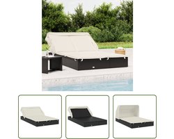 vidaXL Tuinset - Ligbed - Ligbed 2-persoons met dak 213x118x97 cm poly rattan zwart - Lounge Set - Buitenslaapsysteem - Ratan Meubel