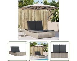 vidaXL Tuinset - Ligbed - Ligbed 2-persoons met kussens poly rattan lichtgrijs - Lounge Set - Buitendecoratie - Outdoor Furniture