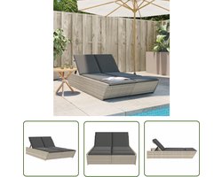 vidaXL Tuinset - Ligbed - Ligbed 2-persoons met kussens poly rattan lichtgrijs - Lounge Set - Buitendecoratie - Relax Stoel
