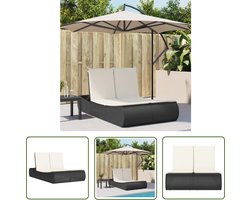 vidaXL Tuinset - Ligbed - Ligbed 2-persoons met kussens poly rattan zwart - Lounge Set - Buitendecoratie - Relaxen