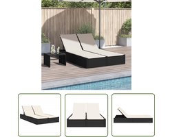 vidaXL Tuinset - Ligbed - Ligbed 2-persoons met kussens poly rattan zwart - Lounge Set - Relax Stoel - Buitendecoratie