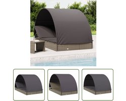 vidaXL Tuinset - Ligbed - Ligbed 2-persoons met rond dak 211x112x140 cm poly rattan grijs - Lounge Set - Buitendrank - Patio Furniture