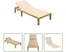 vidaXL Tuinset - Ligbed - Ligbed met crèmekleurig kussen geïmpregneerd grenenhout - Lounge Set - Houten Ligbed - Grenenhouten Ligbed