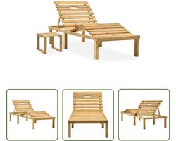 vidaXL Tuinset - Ligbed - Ligbed met tafel geïmpregneerd grenenhout - Houten Ligbed - Relaxen Buiten - Balkonmeubilair
