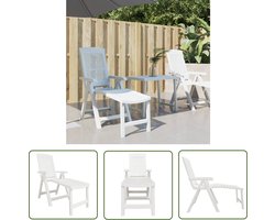 vidaXL Tuinset - Ligstoel - Ligstoel kunststof wit - Lounge Stoel - Outdoor Furniture - Plastic Tuinstoelen