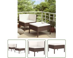 vidaXL Tuinset - Loungeset - 2-delige Loungeset met kussens poly rattan bruin - Buitendiner - Patio Furniture - Garden Furniture