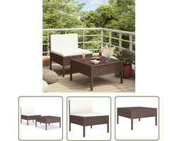 vidaXL Tuinset - Loungeset - 2-delige Loungeset met kussens poly rattan bruin - Buitendrank - Patio Furniture - Garden Sofa