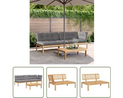vidaXL Tuinset - Loungeset - 3-delige Loungeset pallet met kussens massief acaciahout - Acacia Hout - Outdoor Furniture - Lounge Stoel