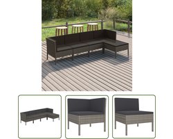 vidaXL Tuinset - Loungeset - 5-delige Loungeset met kussens poly rattan grijs - Buitendining - Patio Furniture - Garden Furniture
