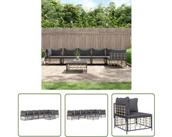 vidaXL Tuinset - Loungeset - 7-delige Loungeset met kussens poly rattan antracietkleurig - Lounge Bank - Buitenshuis Wonen - Outdoor Furniture