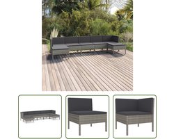 vidaXL Tuinset - Loungeset - 7-delige Loungeset met kussens poly rattan grijs - Buitendiner - Patio Furniture - Ratan Meubilair