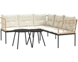 vidaXL Tuinset - Loungeset - Loungeset met kussens staal en textileen zwart - Lounge Set - Outdoor Furniture - Patioset