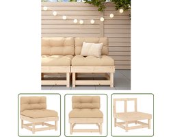 vidaXL Tuinset - Middenbank - Middenbank met kussens massief grenenhout - Lounge Stoel - Houten Bank - Balkon Meubel
