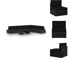 vidaXL Tuinset - PE-rattan - zwart - 90 x 50 x 26 cm - modulair en comfortabel - inclusief kussens - Tuinset