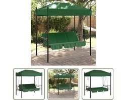 vidaXL Tuinset - Schommelbank - Schommelbank met luifel staal groen - Buitenschommelstoel - Lounge Stoel - Loungebank