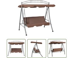 vidaXL Tuinset - Schommelbank - Schommelbank voor buiten met luifel converteerbaar koffiekleur - Buitenschommelstoel - Lounge Set - Relaxfauteuil