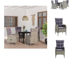 vidaXL Tuinset Solis - Tafel 80x80x74 cm - Stoel 58x63x108 cm - Grijs/Zwart - Tuinset