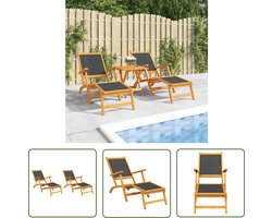 vidaXL Tuinset - Terrasstoelen - Terrasstoelen 2 st massief acaciahout en textileen - Lounge Stoel - Buitendecoratie - Acacia Hout