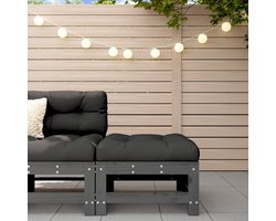 vidaXL Tuinset - Tuin Bank - Tuinvoetenbank met kussen massief grenenhout grijs - Lounge Set - Outdoor Furniture - Balkon Meubel