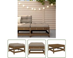 vidaXL Tuinset - Tuin Bank - Tuinvoetenbank met kussen massief grenenhout honingbruin - Lounge Set - Outdoor Furniture - Hout Bank