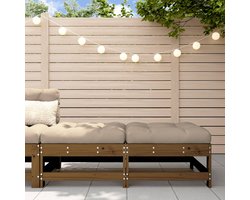 vidaXL Tuinset - Tuin Bank - Tuinvoetenbanken en kussens 2 st massief grenenhout honingbruin - Lounge Stoel - Outdoor Furniture - Teak Tafel