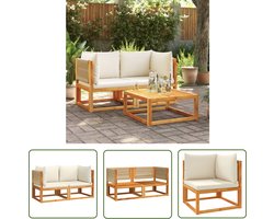 vidaXL Tuinset - Tuin Banken - Tuinbanken Hoekbanken met Kussens 2 st acaciahout & Touw - Acacia Hout - Outdoor Meubelen - Lounge Stoel