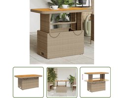 vidaXL Tuinset - Tuin Tafel - Tuintafel 90x55x71 cm poly rattan en acaciahout beige - Outdoor Tafel - Patio Set - Balkon Meubel