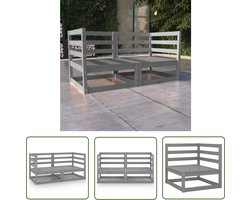 vidaXL Tuinset - Tuinbank - Tuinbank 2-zits massief grenenhout grijs - Hout Meubel - Grenenhout - Lounge Stoel