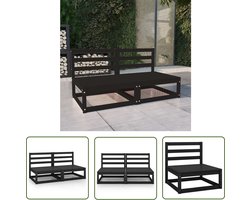 vidaXL Tuinset - Tuinbank - Tuinbank 2-zits massief grenenhout zwart - Buiszitter - Hout Meubel - Grenenhouten Bank