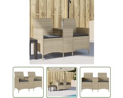 vidaXL Tuinset - Tuinbank - Tuinbank 2-zits met tafel en kussens poly rattan lichtgrijs - Lounge Set - Buitendecoratie - Outdoor Furniture