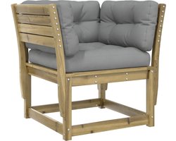 vidaXL Tuinset - Tuinbank - Tuinbank met armleuningen en kussens geïmpregneerd grenenhout - Buis Meubilaar - Hout Meubel - Balkon Set
