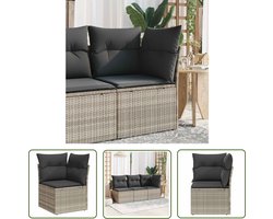 vidaXL Tuinset - Tuinbank - Tuinhoekbank met kussens poly rattan lichtgrijs - Buitendecoratie - Lounge Set - Outdoor Furniture