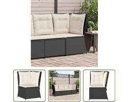vidaXL Tuinset - Tuinbank - Tuinhoekbank met kussens poly rattan zwart - Buitendecoratie - Lounge Set - Outdoor Furniture