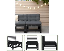 vidaXL Tuinset - Tuinbank - Tuinmiddenbank massief grenenhout zwart - Grenenhout - Hout - Outdoor Furniture