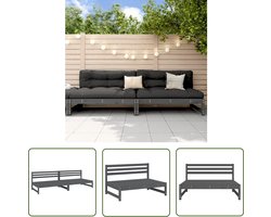 vidaXL Tuinset - Tuinbank - Tuinmiddenbanken 2 st 120x80 cm massief grenenhout grijs - Hout Meubel - Grenenhouten Bank - Outdoor Furniture
