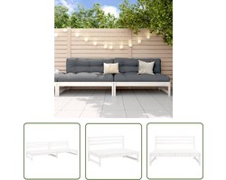 vidaXL Tuinset - Tuinbank - Tuinmiddenbanken 2 st 120x80 cm massief grenenhout wit - Lounge Set - Hout Meubel - Grenenhout